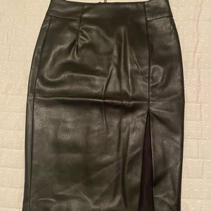 Faux Leather midi skirt with Slit
